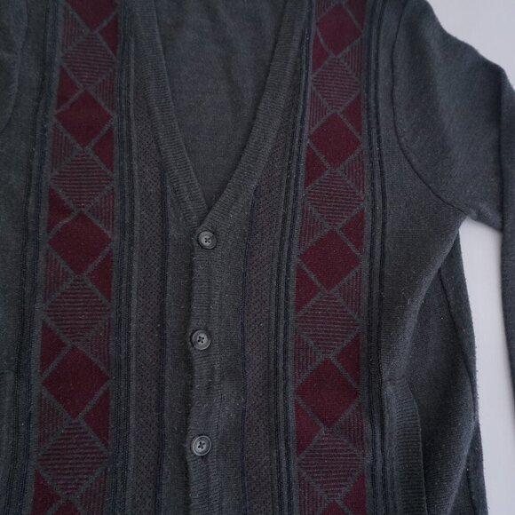 Vintage Arnold Palmer Gray Maroon Eclectic Grandpa Button Up Cardigan Sweater S - Picture 6 of 9